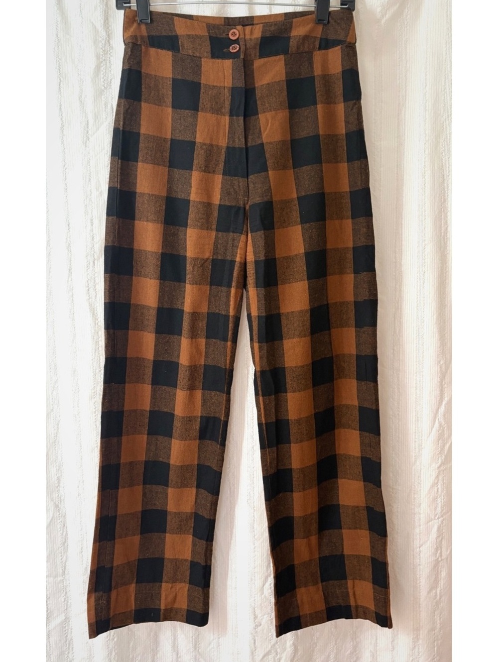 Ali Golden Silk Plaid Pants in Brown and Black, Size Small #fallfashion #office